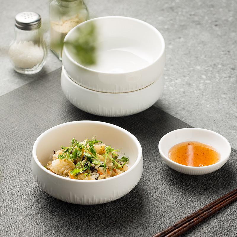 High-End Ceramic Rice Bowl Underglaze Color Home Dining Bowl New Relief Bowl Breakfast Bowl Restaurant Hotel