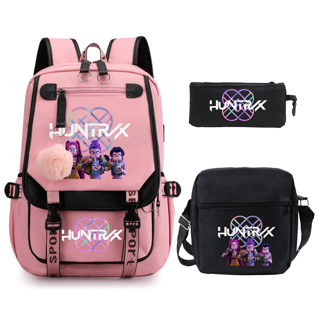 KPop Demon Hunters Korean version of student school bag children's backpack pencil bag set