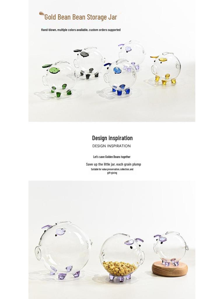 Mini Golden Bean Borosilicate Glass Piggy Bank & Wishing Bottle