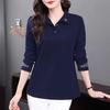 Women's Spring and Autumn Plus Long Sleeved Slimming T-shirt with Exquisite Design and Simple Base Polo Shirt