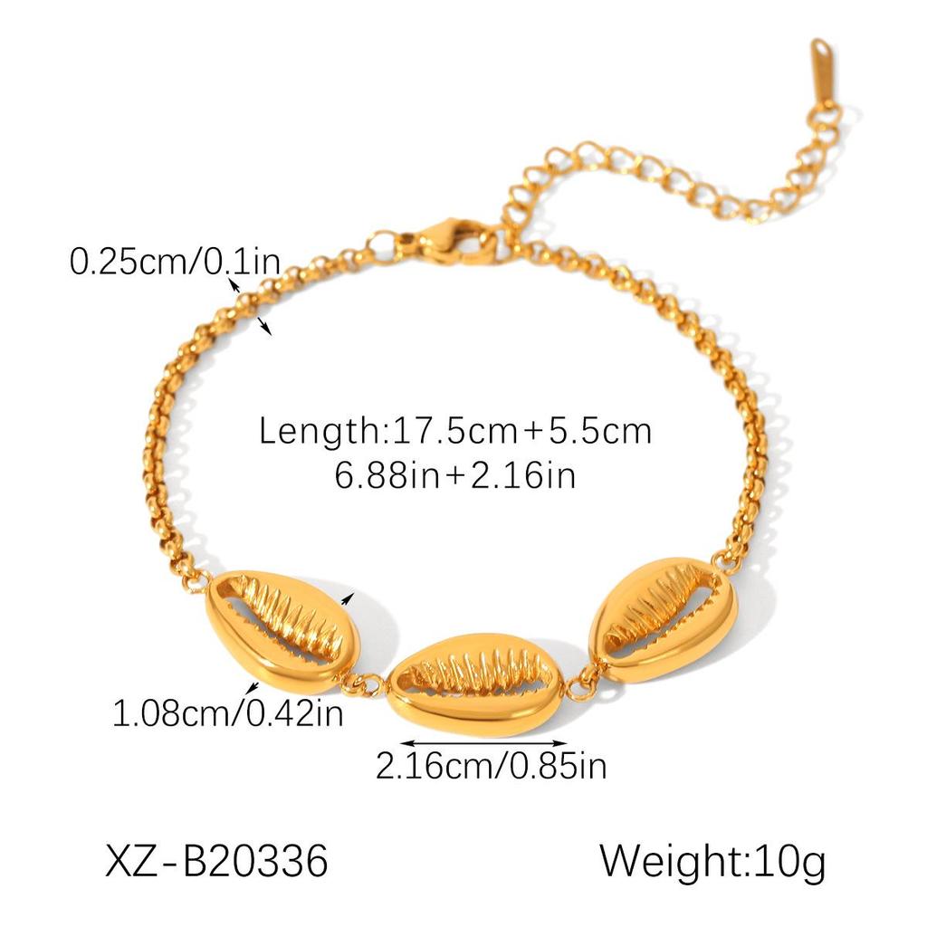 Luxury European & American Ocean-Inspired Stainless Steel Bracelet with Starfish & Seashell Design for Women – Non-Fading Titanium Jewelry