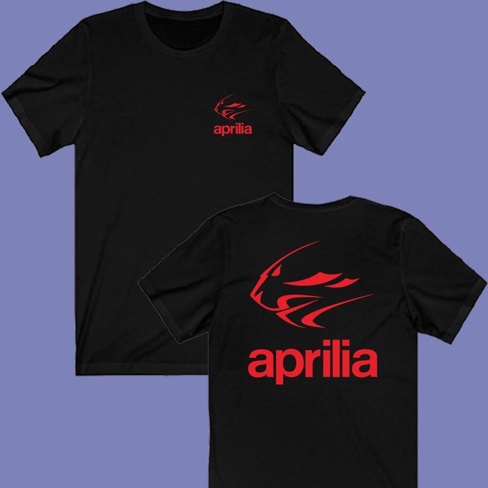 

Aprilia Racing Men s Black T-shirt Fashion Street Hip-hop Rock Short-sleeved Women Round-neck Top XL