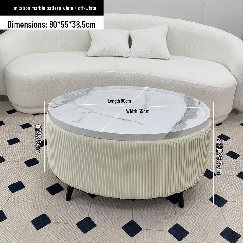 Stylish Compact Storage Combo: Round Coffee Table & Sofa Side Table Set