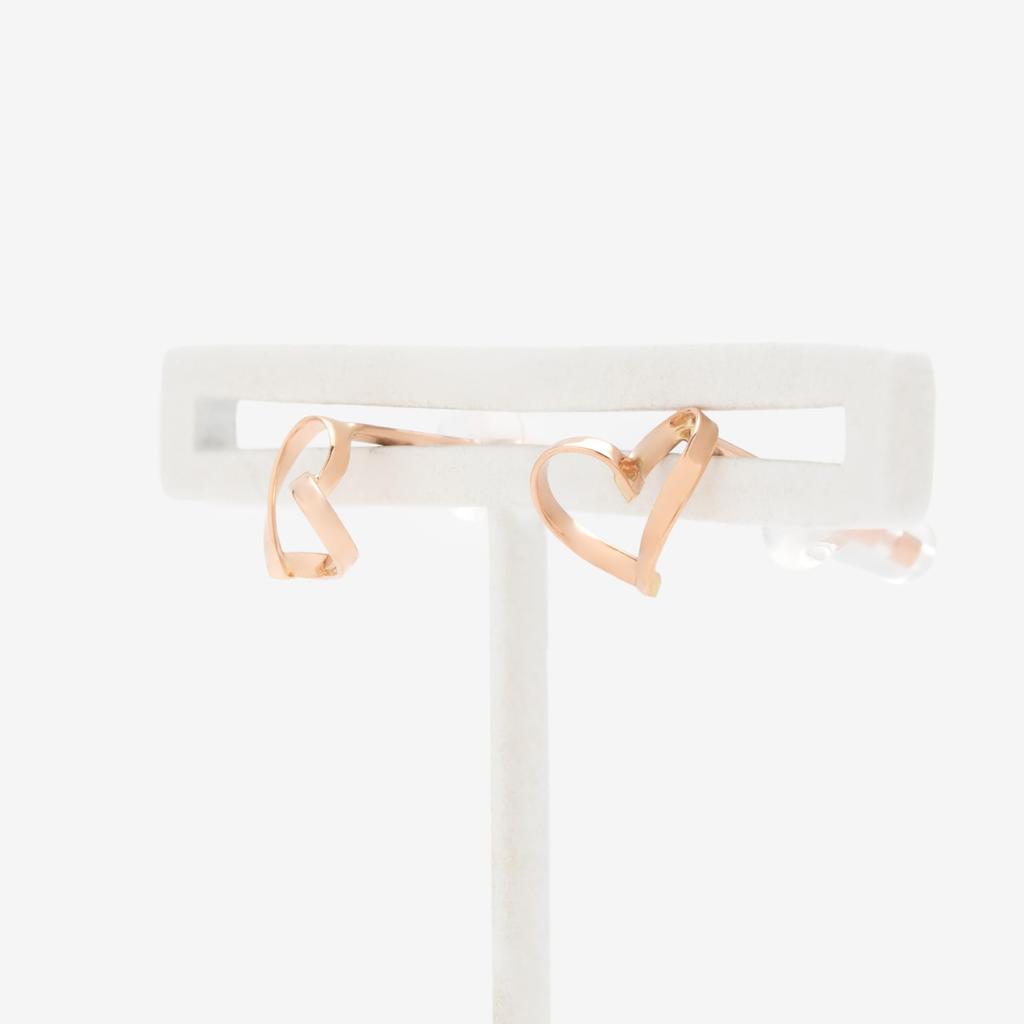 ESTELLE [Official] Women's K10 Pink Gold Heart Motif Earrings 0202-3522-0019-0000