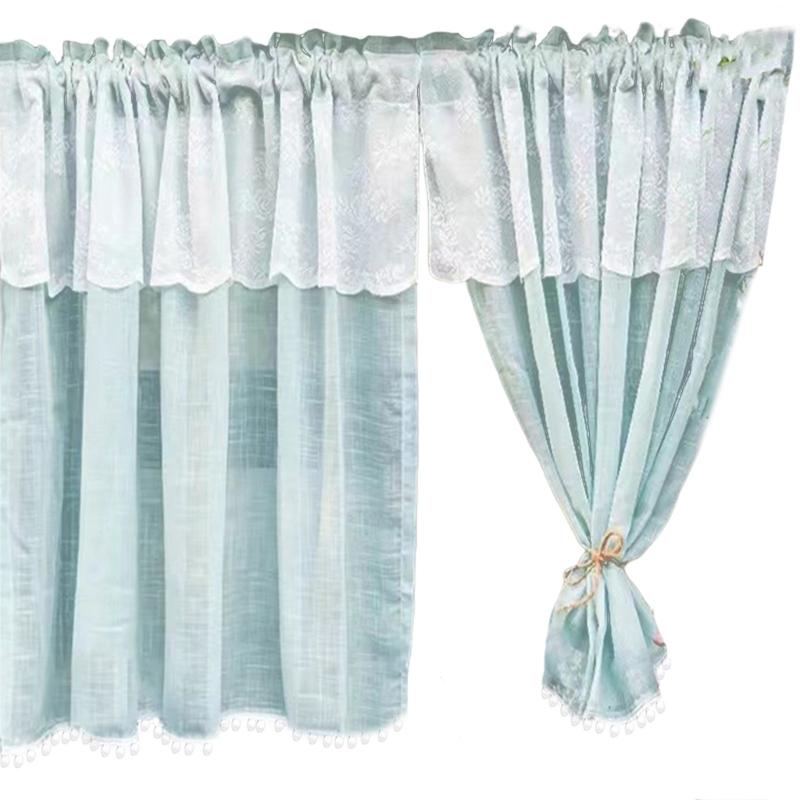 Light Blue Window Curtain in Soft Blue Durability Polyester for Kitchens and Cafe Elegant and Airflow Cafe Drapery
