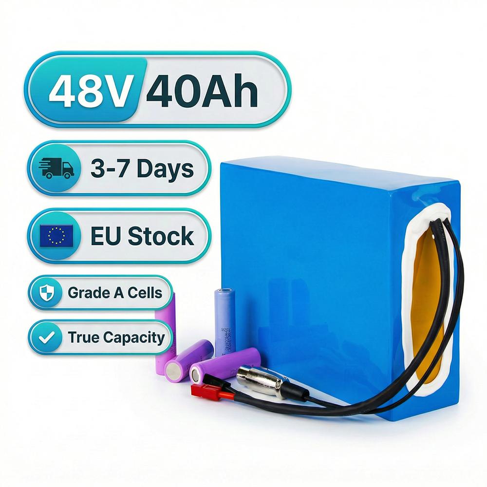 48V Ebike Battery 40Ah Lithium-ion Battery Pack with 60A BMS Replacement Battery for 100W-2184W Scooter, Go-Kart & DIY E-Bicycle
