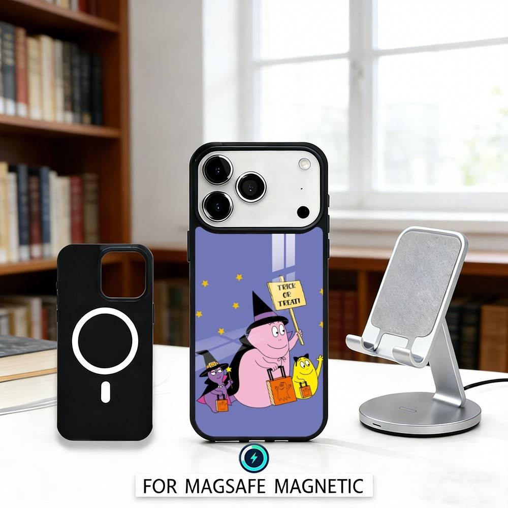 A-Adorable B-Barbapapa Cartoon Phone Case Magnetic For iPhone17 16 15 14 13 12 Pro Max For Magsafe Wireless Charging Cover