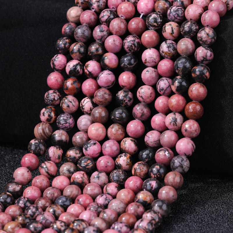 Black Line Rhodochrosite Picasso Red Turquoise Beads for DIY Bracelets, Bangles, Necklaces - Round Loose Accessories