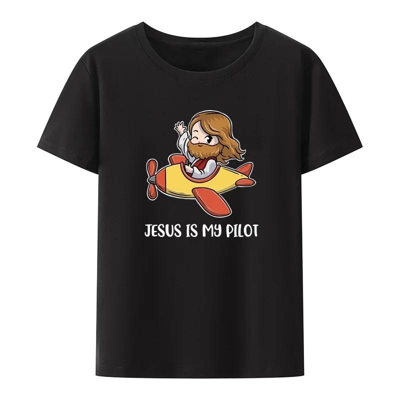 Moshi Jesus Desu Rolig T-shirt Kortärmad Andningsbara T-shirts Casual Toppar Mönster Roupas Överdimensionerade Högkvalitativa Mjuka Lösa