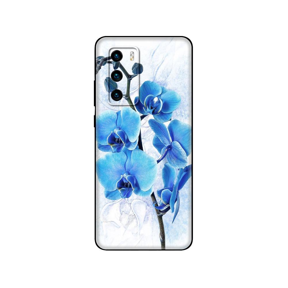 Black Tpu Case For Huawei P30 Lite P30 Pro P40 Case For Huawei P40 LITE E P Smart 2020 Case Cover Orchid Flowers Colorfu