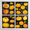Thanksgiving Window Stickers Autumn Pumpkin Maple Leaves Cartoon Window Door Stickers Background