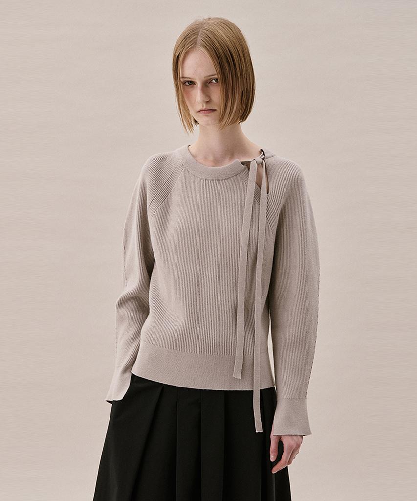 AHWE Tie Ribbed Sweater_Mocha