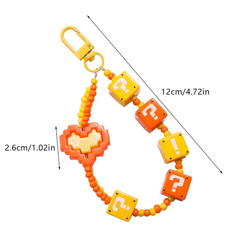 Portachiavi Cuore Carino Lanyard Trendy con Perline Color Caramella Cordoncino da Appendere per Custodia Telefono Decorazione Borsa Auto Zaino Ciondolo con Perline