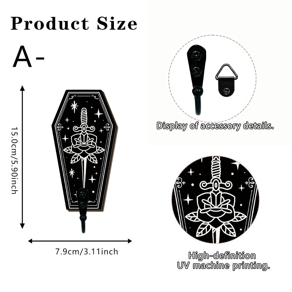 Wooden Hook Dark Lunar Phase Skull Wall Hanging Key Hook Retro Witch-style Wall Decoration Hanger