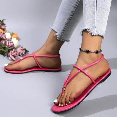 Sandales pour femmes Nouvelles chaussures d'été pour femmes Tendance Bout ouvert Bride cheville Sandales de plage Sandales à talons plats Sandalias De Mujer