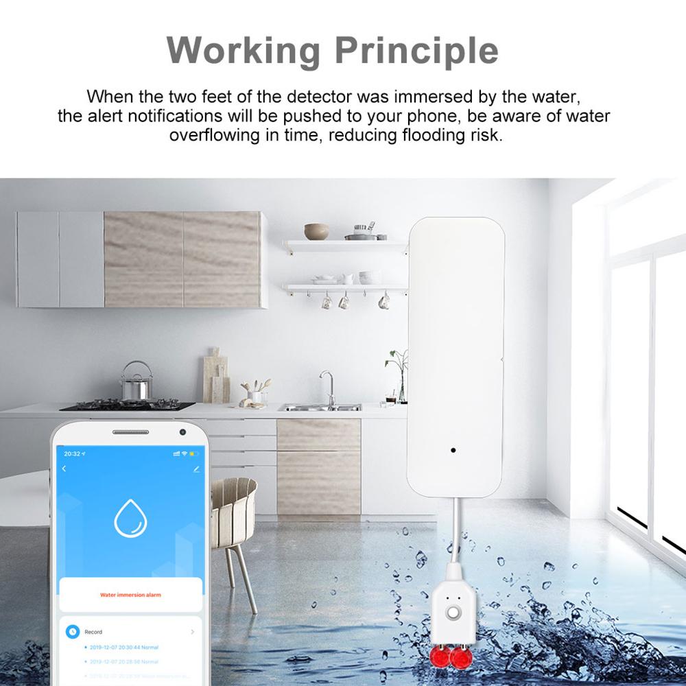 Tuya Home Alarm Water Leakage Alarm Independent WIFI/ Water Leak Sensor Detector Flood Alert Overflow Security System