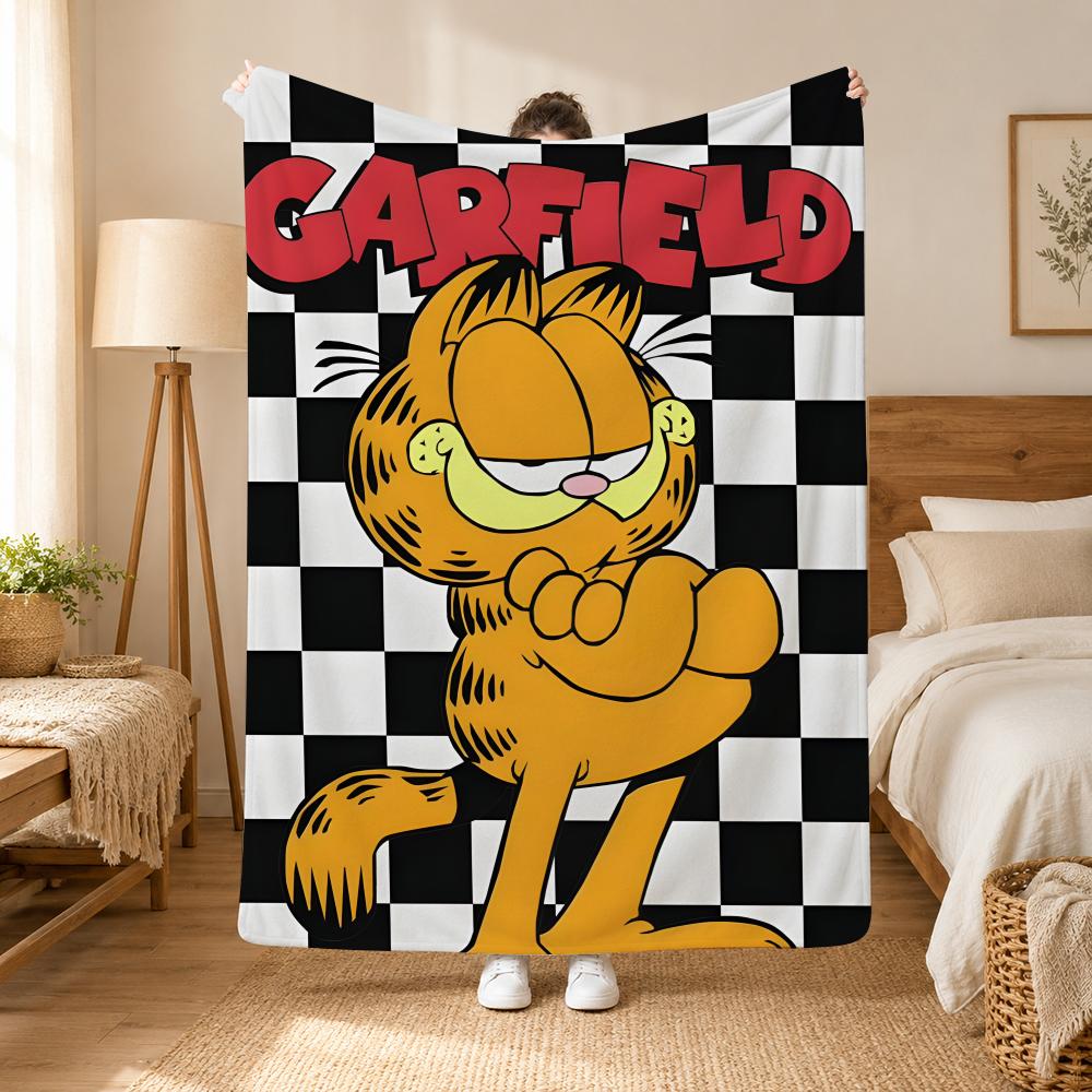 A fat yellow cat cute Garfiel Throw 240g flannel blanket, suitable for sofas, beds, offices,  exquisite gift blankets