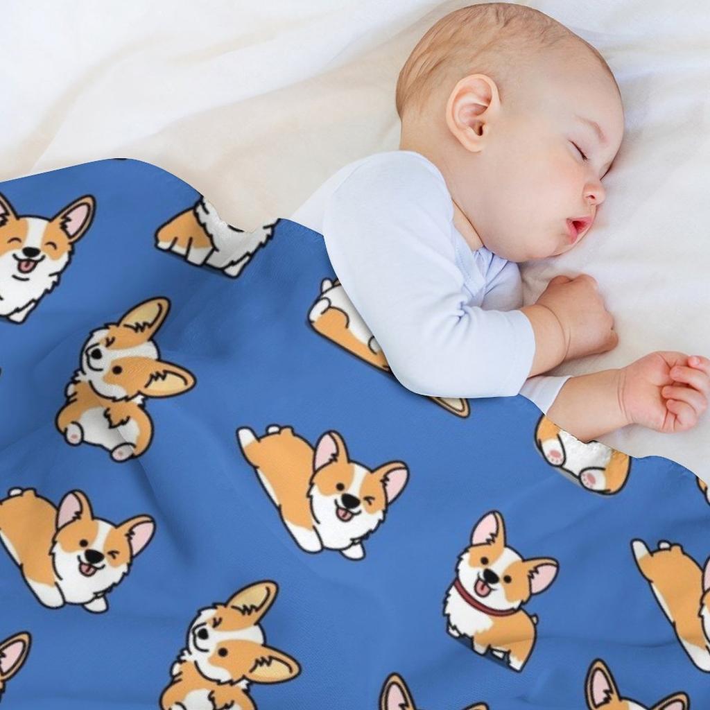 Kawaii Corgi Throw Blanket Men's Soft Warm Throw Blanket for Couch