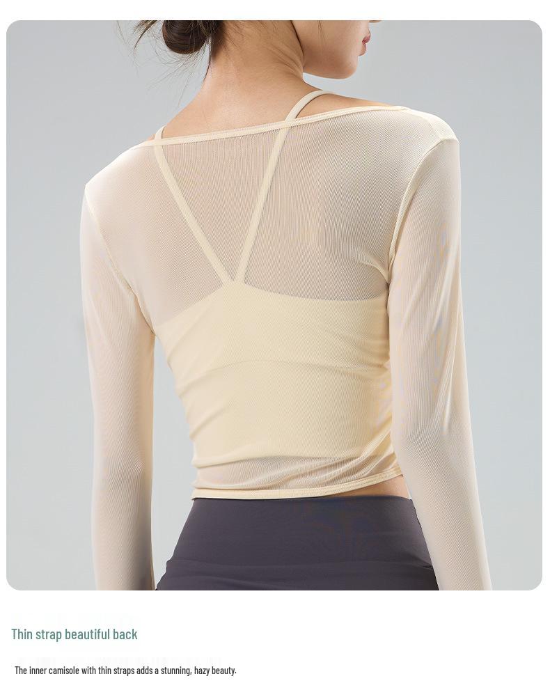 Women's 2025 Temperament Yoga Top: Faux Two-Piece Slimming Pilates Cover-Up