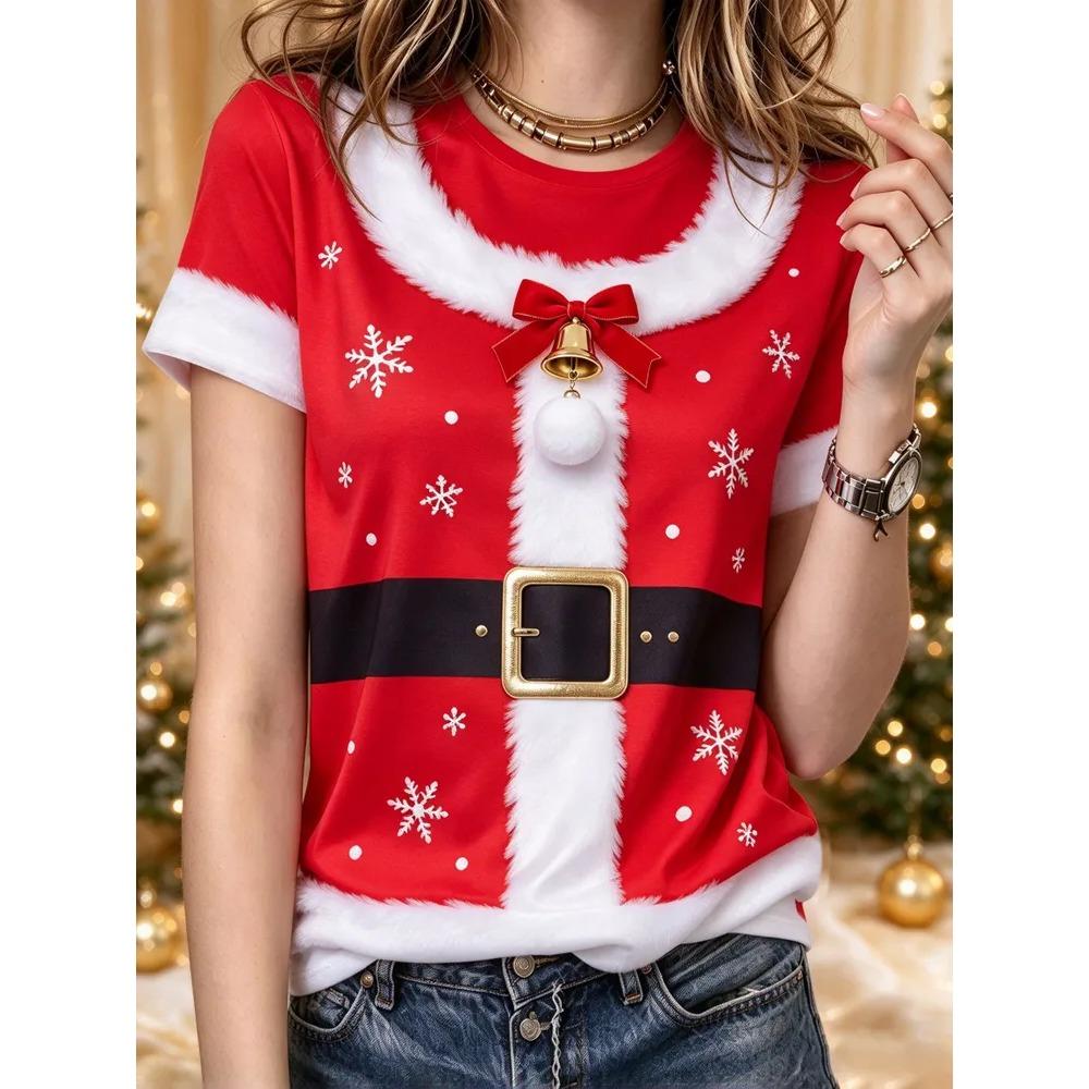 Summer Fashion Comfortable Loose Round Neck Short Sleeve Large Size T-shirt Abstract Style Role Playing 3d Pattern Women's Casual Sports T-shirt