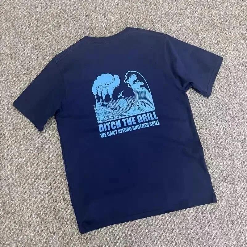 American Mountain Graffiti Print Short-sleeved Men's and Women's Plus Size T-shirt Summer New Fashion Retro Classic Cotton Top