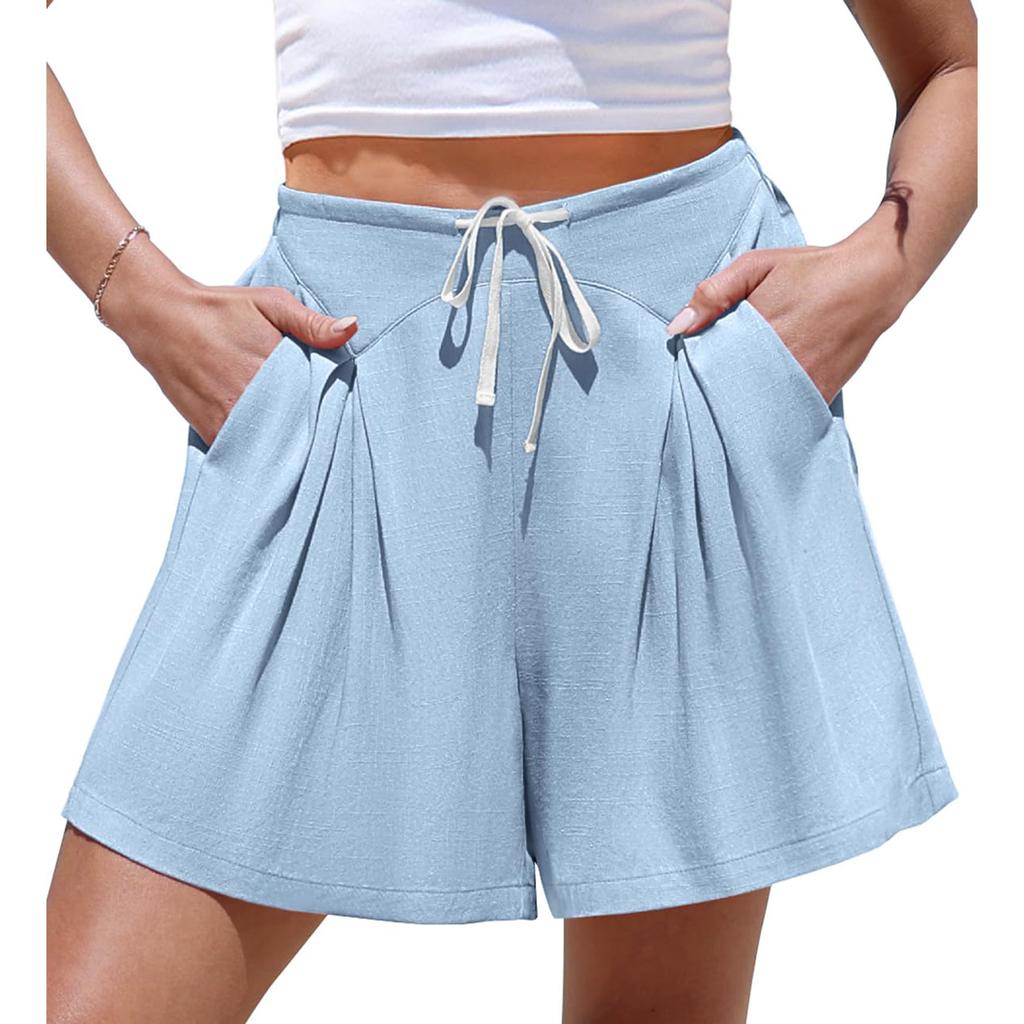 Sommershorts für Damen, lässig, hohe Taille, weiter Beinschnitt