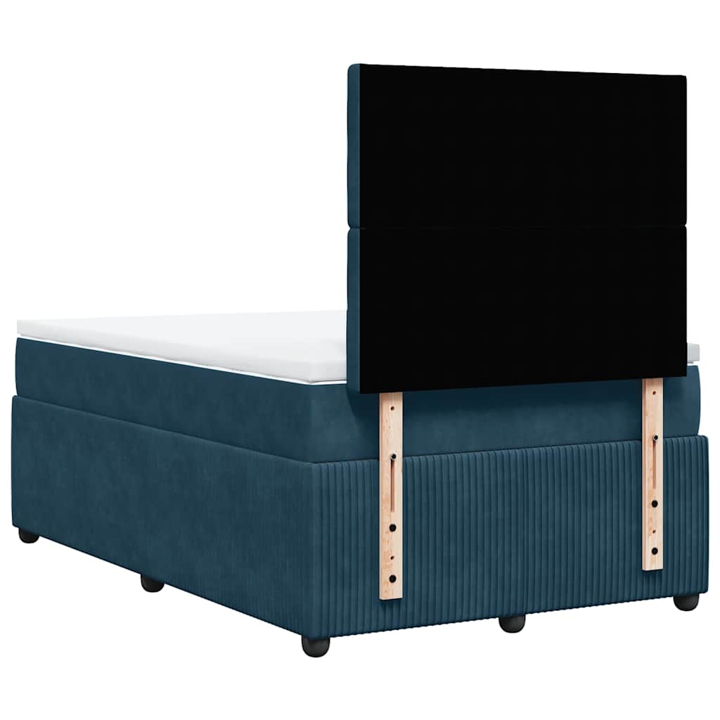 Box Spring Bed with Mattress Blue 120 x 190 cm Velvet