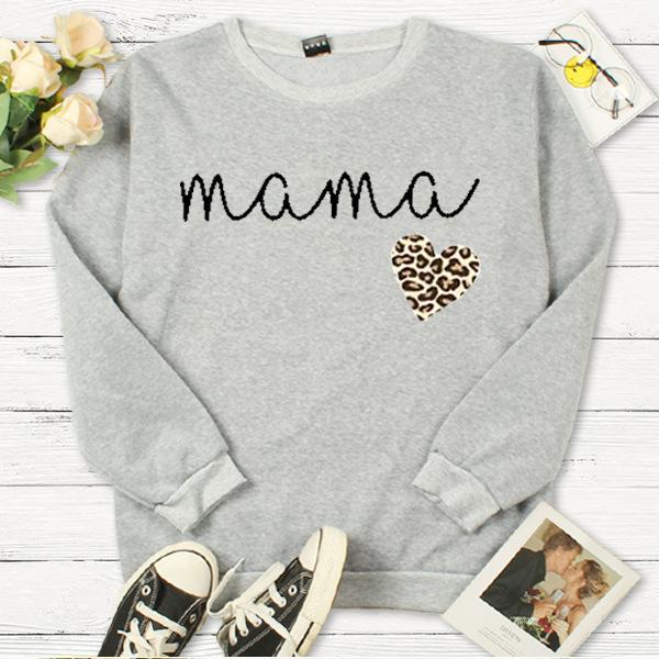 2025 new men's and women's European and American letters MAMA love peripheral pattern printed sweater crew neck