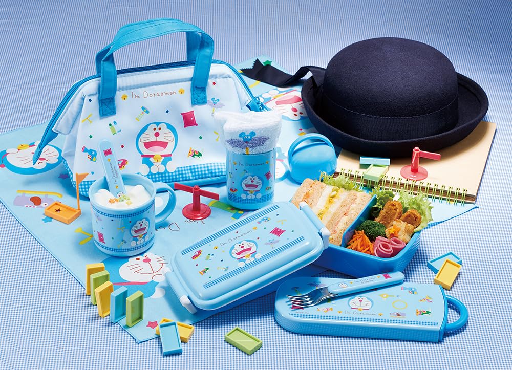 Skater Lunch with a Soft Single Made In Sanrio Gingham for Boys and Children's Box, 450ml, Dome-Shaped Lid, Tier, Japan, "I'm Doraemon" Design, Girls,