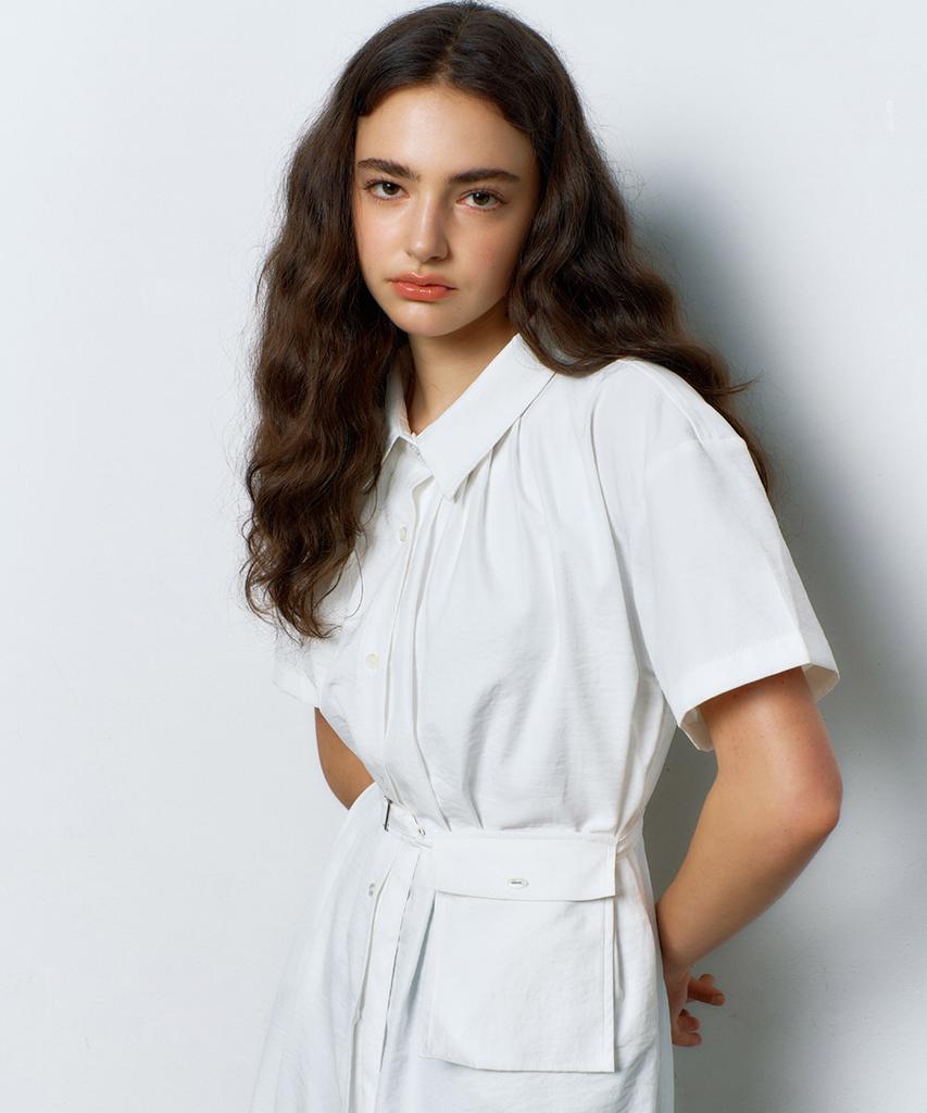 MANAVIS7 Mar Long Shirt Dress [White]