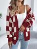 2025 Autumn/Winter New European & American Plaid Knit Oversized Women's Cardigan Sweater