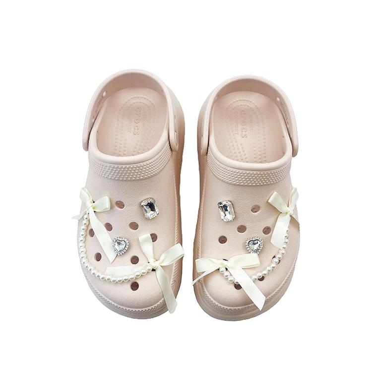 Crocs Love Knot EVA Sweet and Cute Decorative Buckle Hole Shoes Unisex Pink