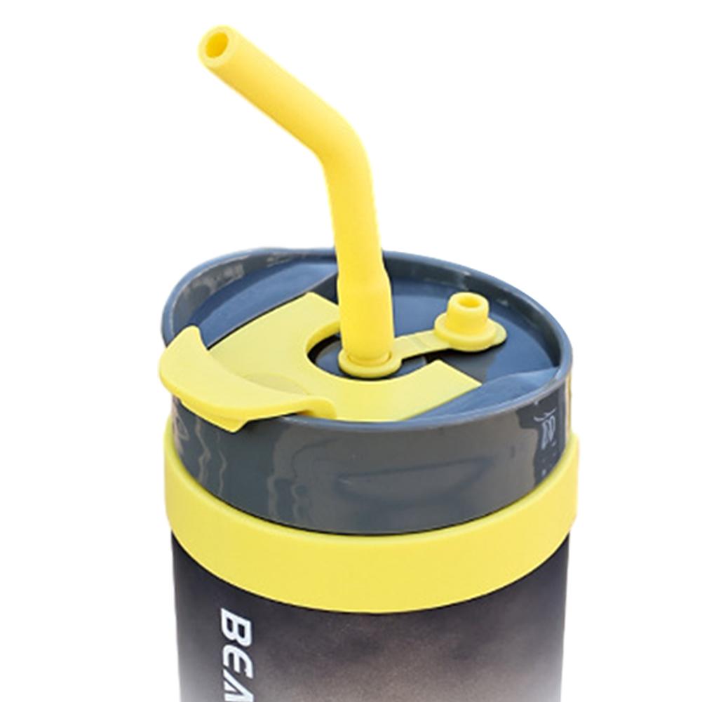 1200ml Gradient Water Tumbler Cup with Handle & Straw Gift for Boy Girl (Yellow)