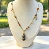 Handmade Sandalwood & Agate Gourd Necklace with Incense Beads