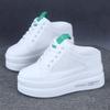 Fashion 2025 Spring and Summer Mesh White Shoes Baotou Half Slippers Women's Thick Bottom Increased 10CM Lazy Shoes White Sneakers