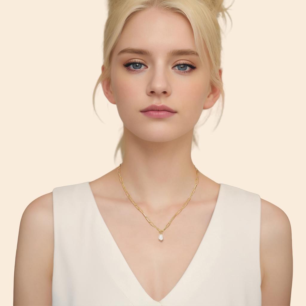UHBINYCA Elegant Natural Pearl Pendant Necklace for Women, Stainless Steel Chain&OT Buckle Anti Rust Jewelry