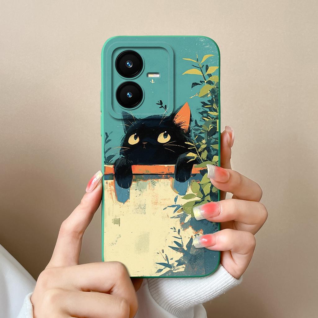 Case For Vivo Y22 Y22S Cover Camera Lens Protector For Vivo Y 22 Soft Liquid Silicone Cartoon Phone Back Covers For Women Man