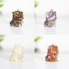 Resin Crystal Cat Figurine With Handmade Drip Art For Home Decor And Giftgiving