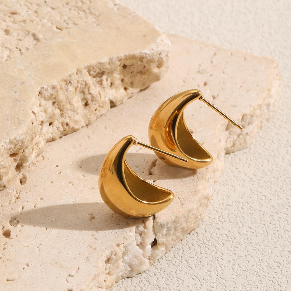 MamacitaSlay 316L Stainless Steel Hollow Stud Earrings 18K Gold Plated Waterproof Jewelry For Women Trendy Minimalist Earrings