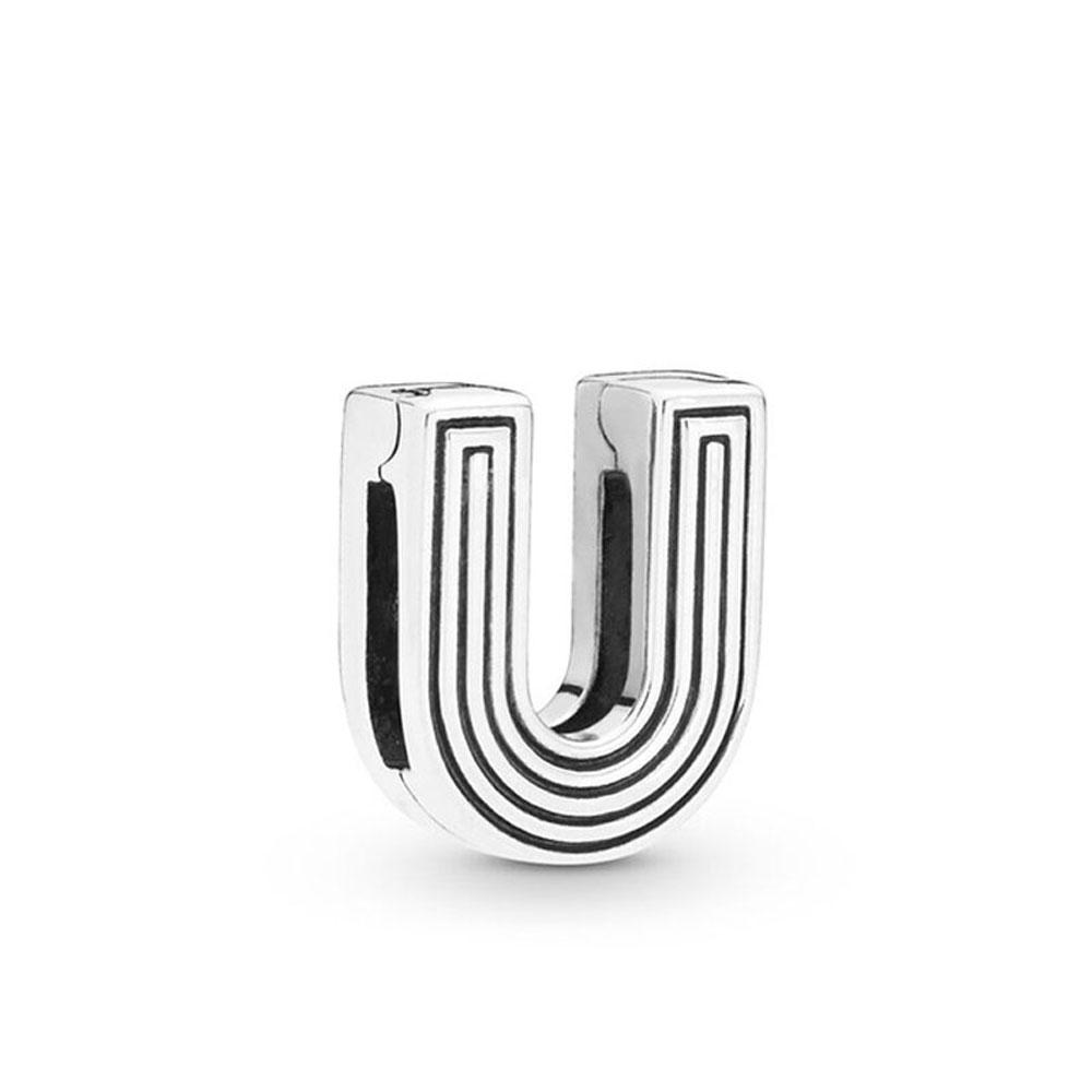 European New Plated Copper 26 Letter Thin Clip Charm Bead Fit Original Bracelet Jewelry For Gift