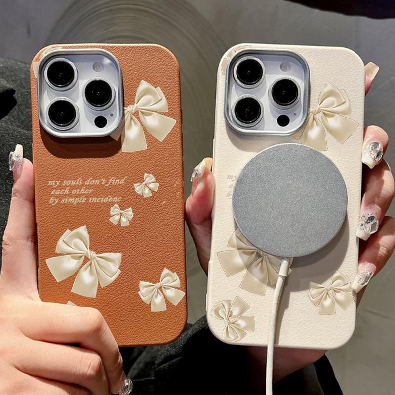 Husă Slim Magnetică cu Textură de Piele cu Imprimeu Fundă Culoare Pură Pentru iPhone 16 Pro Max 15 14 Pro 13 12 11 pentru MagSafe Antișoc TPU Moale Mat Husă Telefon