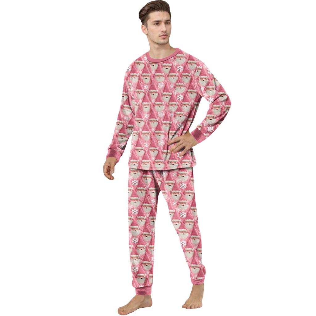 Set de pijama din flanelă cu imprimeu de Crăciun coordonat pentru familie, cu bluză cu mânecă lungă și pantaloni