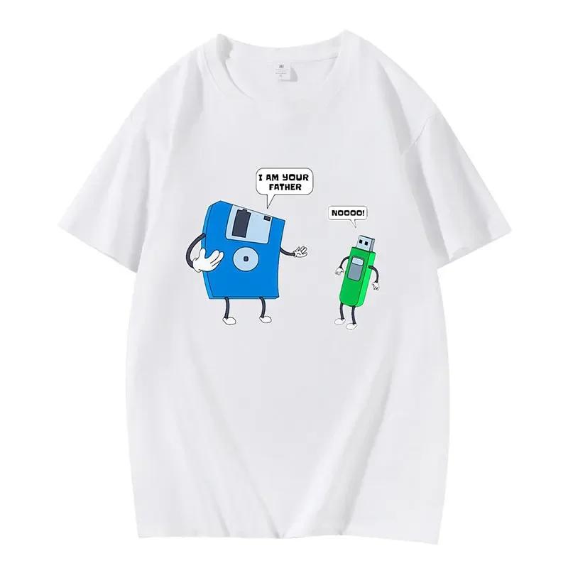 Floppy Disk Graphic Mens Tee Father  Son Floppy Disk Engineer Graphic Short Sleeve Casual Cotton Crew Neck TShirt for Men S