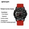 SANDA 3D Multifunction Sports Watch – 3 Time Zones, Waterproof, Student Wristwatch