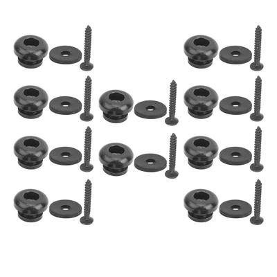 5 Set Gitarrengurt-Endpins mit Schloss für Bass, Ukulele, Musikinstrument-Peripheriezubehör, Schwarz