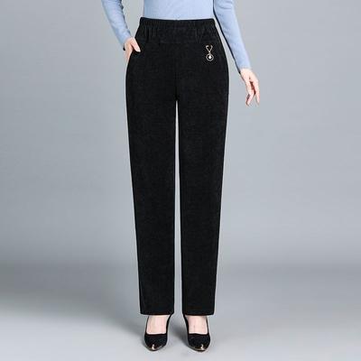 Pants Autumn Winter Corduroy Trousers Plus Velvet Middle-aged Elderly Women's Loose Straight