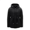 Women's Tie-Waist Hooded Down Jacket - Long Sleeve, Loose Fit, Lightweight, White Duck Down Outerwear 2025