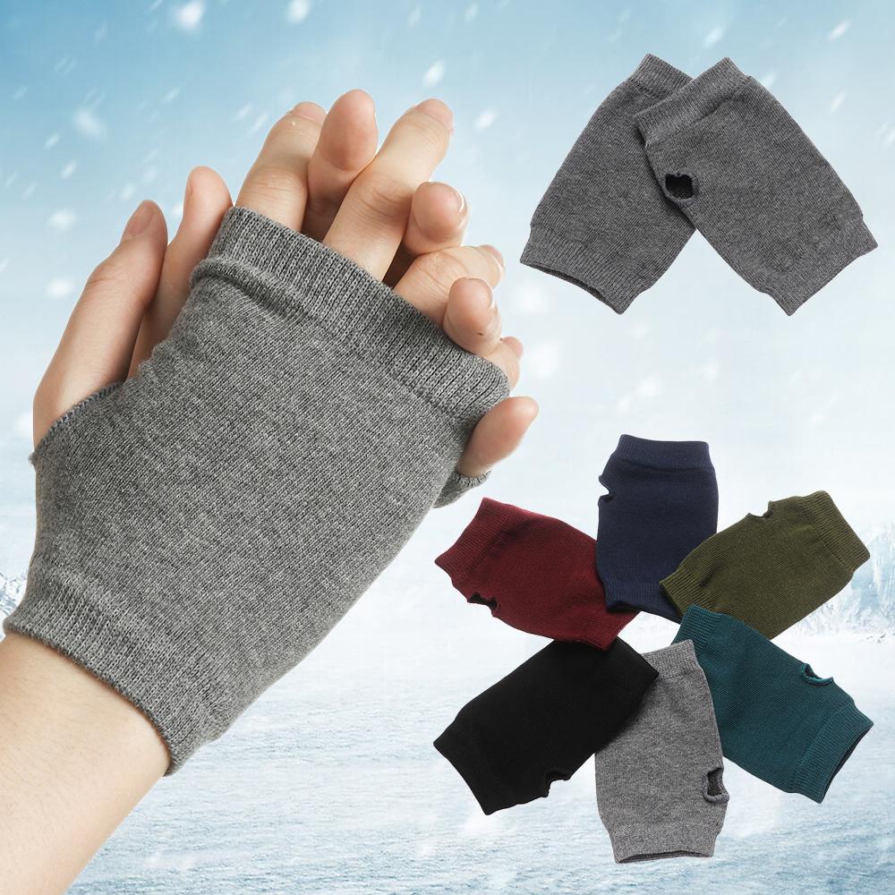 Women Girl Wool Winter Autumn Warm Exposed Finger Wrist Gloves Knitted Wool Glove Half Mitten