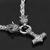 Nordic Herren 316L Edelstahl Wikinger Wolfskopf Stahlkette und Thors Hammer Mjolnir Anhänger Halskette Wikinger Herren Amulett Schmuck Geschenk