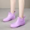 Women's Waterproof Cotton Velvet Rain Boots, Size 34, Non-Slip Short Rubber Boots for Small Feet